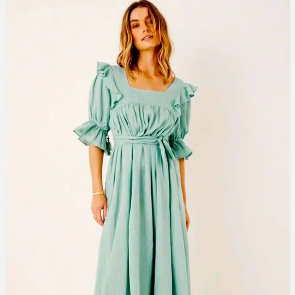 Spell | Dresses | Spell Mae Linen Gown Long Seafoam L | Poshmark